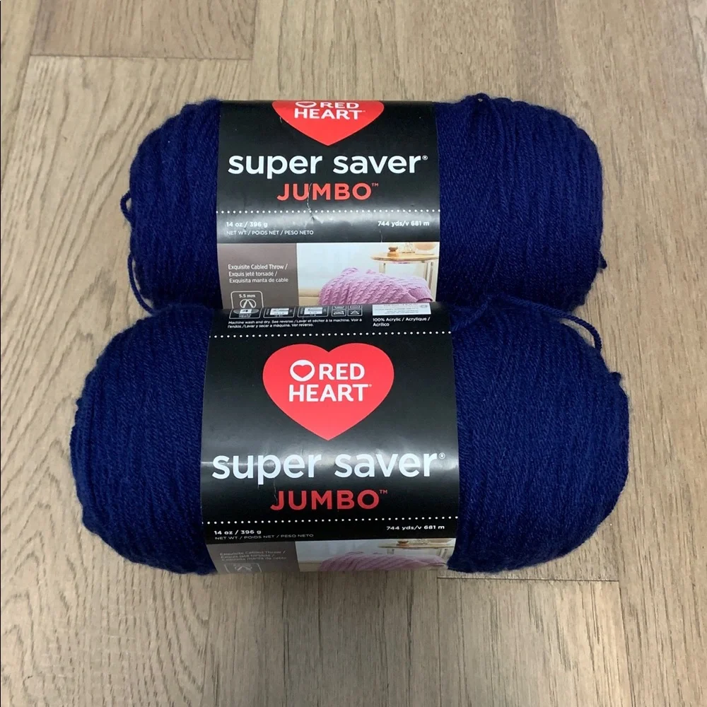 NWT Jumbo Red Heart Jumbo Yarn - Soft Navy - (2) 28oz/1488 Yards - Picture 3 of 3